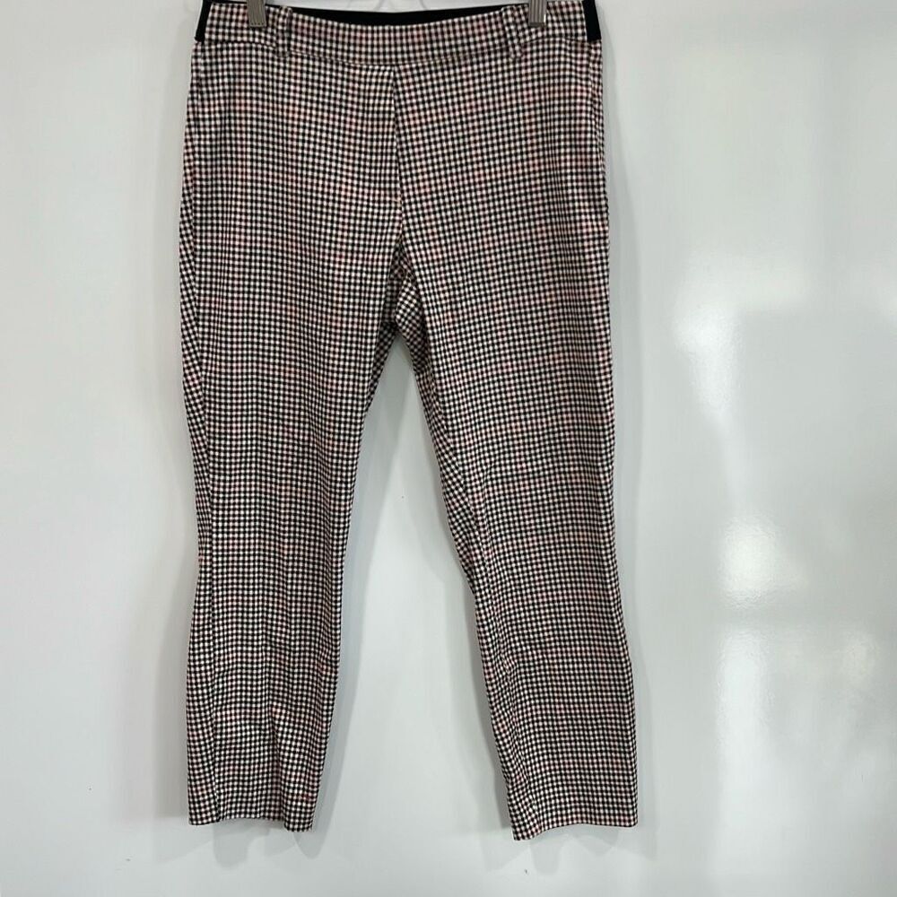 H&M brown & red checkered pull on ankle pants US 8